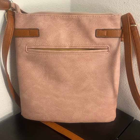 Cute Vegan Leather Pink and Tan Crossbody - Picture 6 of 6